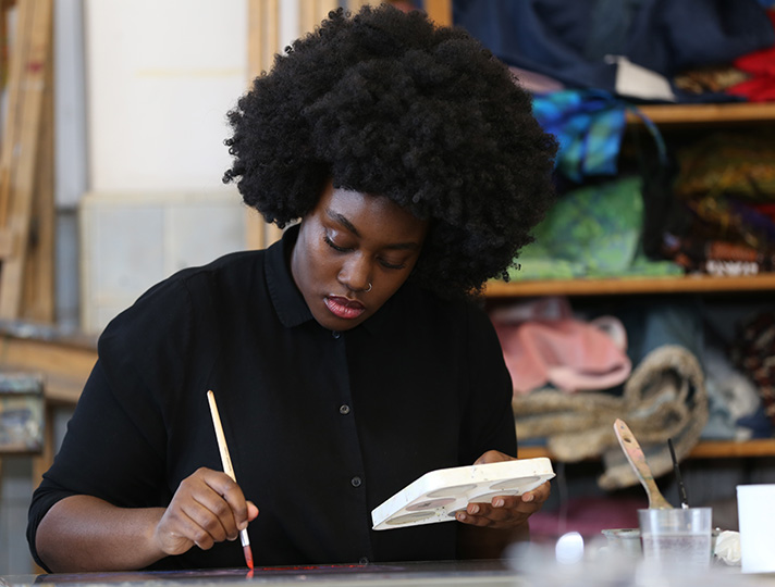 Students working in a art studio